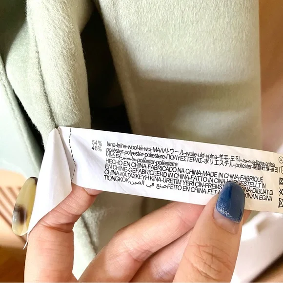 NEW Zara oversized wool blend coat baby green - Picture 10 of 15